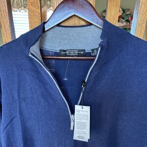 Carnoustie Blue Quarter Zip Pullover Sweater Mens Long Sleeve Golf Knit Top XL